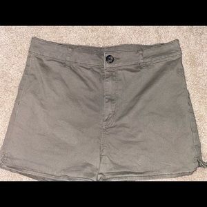 Olive Green high-waisted shorts